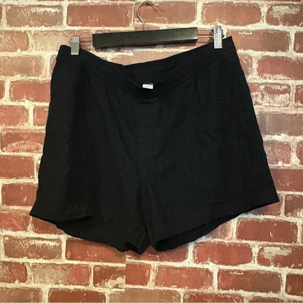 Old Navy Black High-Waist linen Casual Shorts - Picture 2 of 7
